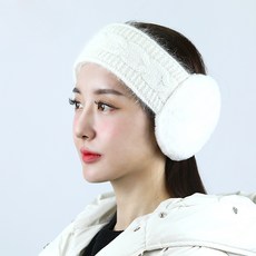 Lupeo 冬季保暖男女通用安哥拉毛麻花針織保暖耳罩耳罩頭帶高爾夫登山滑雪板耳罩, 白色的, 1個