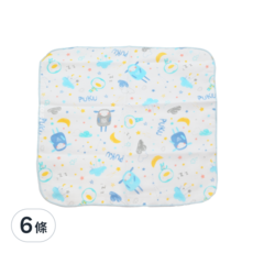 PUKU 藍色企鵝 印花紗布手帕 2入, 100%棉(紗布) 約30x30cm 台灣製, 30 x 30cm, 水眠羊, 6條