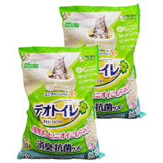unicharm pet Deo-toilet 清新消臭 雙層貓砂盆專用 清新消臭抗菌沸石砂, 天然火山黏土顆粒, 易吸附異味, 易清潔整理, 森林淡雅清香, 3.8L, 2包