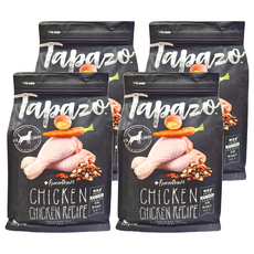 Tapazo 熟齡犬 凍乾三重奏，營養乾糧與豐富佐餐，搭配雞肉、雞蛋、胡蘿蔔凍乾，全齡犬適用, 低敏雞肉配方, 907g, 4包