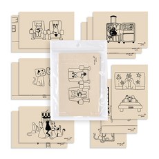 12 種 Walgak 的 Monocat 明信片套裝, 混色, 1組