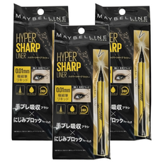 MAYBELLINE 媚比琳 超激細抗暈眼線液 抗手震版 0.01mm 極細筆 防水抗暈 深邃立體眼神, 黑色, 3支