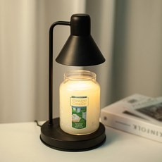 the Sweet 香氛蠟燭融蠟燈 黑色+Yankee Candle香氛蠟燭 L號+燈泡 2入 隨機出貨, Clean Cotton, 黑色