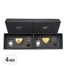 엠퓨처 차량용 하트 방향제 매트 골드 2p + 오일 15ml x 2p + 3cm 클립 2p + 오일솜 2p, 오일(NO5), 4세트