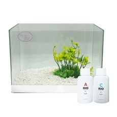로라펫 자연 가습기 어항 + 인조수초 + 컬러스톤 + 박테리아 + 물갈이제, 크리스탈 화이트(컬러스톤), 랜덤발송(인조수초), 1개