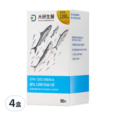 大研生醫 EPA 1200頂級魚油軟膠囊, rTG型式好吸收, 高濃度EPA Omega-3, 100%純魚油, 90顆, 705mg, 4盒