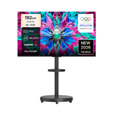 TCL 아이팔콘 4K HDR Google TV + 대형 무빙 스탠드 매트 블랙 세트, 75U65A(TV), MSD58B(스탠드), 방문설치, 이동형 스탠드, 192cm(75인치)