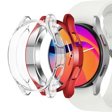누아트 갤럭시 워치 풀커버 케이스 2개입, 레드+투명, 2개