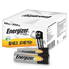 에너자이저 알카라인 파워 AA 24입 AAA 12입 대용량 ONLINE종이팩, 1세트, 36개입
