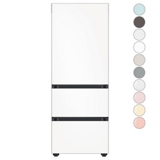 [색상선택형] 삼성전자 비스포크 김치플러스 3도어 키친핏 냉장고 313L 방문설치, 새틴화이트+새틴화이트, RQ33C74C3AP