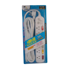 DR.POWER 電博士 6開6插3P扁平插頭電腦延長線 - 安全更進化, 4.5m, PSG-366D, 1條