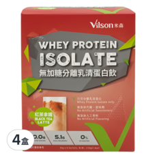 Vilson 米森 無加糖 分離乳清蛋白飲 紅茶拿鐵 6包, 35g, 4盒