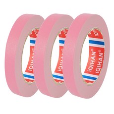 iQIHAN 칼라 마스킹 종이테이프 15mm x 15m, 핑크, 3개