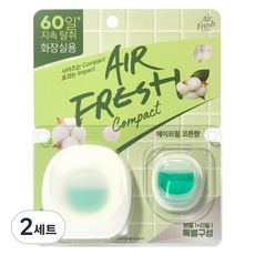 에어후레쉬 컴팩트 비치형 화장실용 방향제 6ml + 리필 6ml 세트 에이프릴 코튼향, 2세트