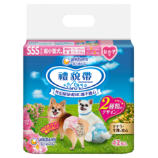 Unicharm Pet Mannerwear 禮貌帶 女用 SSS號 超小型犬用 1.5-3.5kg 42片, 超小型, 1包