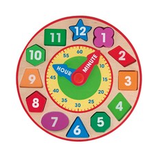 Melissa&Doug 瑪莉莎 益智 形狀積木時鐘, 1個