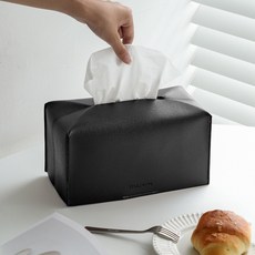STOLIVING 皮革面紙盒, 黑色