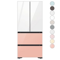 [색상선택형] 삼성전자 비스포크 김치플러스 프리스탠딩 4도어 냉장고 490L 방문설치, 글램 화이트+글램 피치,