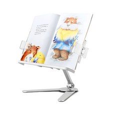 Ermutek 二木科技 桌上型鋁合金可摺疊式閱讀書架, 高度角度可調節, 人體工學設計, 閱讀防近視, 多功能夾, 可放書籍平板樂譜, 33 x 24 x 6cm, DM-015-G