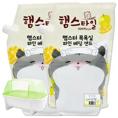 火腿款倉鼠細床沙蘋果味2.5kg x 2p+浴室AM099套組, 單色（沙色），隨機發貨（衛生間）, 1套