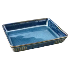Minoya 美濃燒 方形烤盤 21x16.5x3.5cm 烤箱/微波爐/洗碗機/烘碗機適用, 湛藍色, 1個