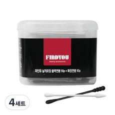 파인듀 낱개포장 블랙면봉 90p + 화장면봉 90p, 180개입, 4세트