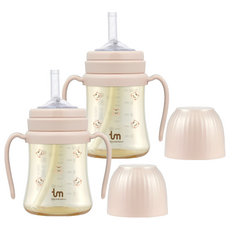 토비앤몰리 PPSU 돗람이 빨대컵 180ml, 2개, 핑크 2개, 단품