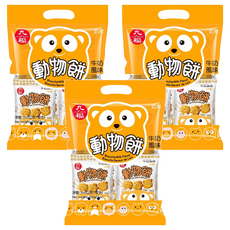 九福 動物造型餅乾, 獨立包裝，方便攜帶，九種動物一次滿足小朋友的最愛，濃郁奶香，好吃到停不下來, 200g, 3袋