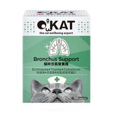 O'KAT 美喵人生 貓咪支氣管養護, 紫錐菊+百里香+初乳免疫球蛋白, 110 Capsules, 1盒
