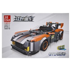 JIE STAR 杰星玩具 狂野迴力車 GT2 RSC, 272塊積木, 適合6歲以上兒童, 橘色, 1個