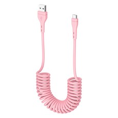 밸류엠 C타입 고속충전 스프링 케이블 20W, 1.5m, 핑크, 1개 1.5m, 핑크, 1개