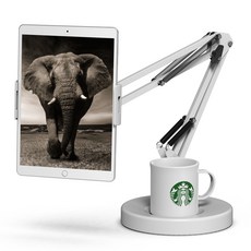 코끼리리빙 탁상용 원형 태블릿 거치대, 화이트