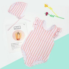 우주아이 여아용 마린걸 원피스 수영복 + 수영모 세트