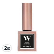 withshyan 免清鑽石美甲上層凝膠, 無殘膠, 不泛黃, 透明封層膠, 2瓶, 透明, 10g