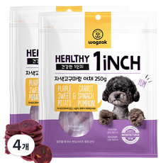 와그작 강아지용 건강한 1인치 육포, 혼합맛(자색고구마/야채), 4개