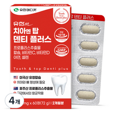 유한메디카 치아 엔 탑 덴티 플러스 72g, 60정, 4개