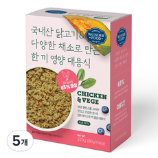 원더푸드 강아지 전연령용 한 끼 영양 대용식 닭고기 사료 4p, 320g, 5개