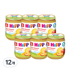 HiPP 喜寶 有機水果瓶裝副食品, 蘋果+杏+桃+菠蘿混合口味, 12個, 125g