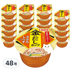 이나바 고양이 금빛육수컵 간식캔, 혼합맛(닭가슴살/치어), 70g, 48개 48개, 닭가슴살 + 치어