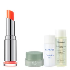 라네즈 스테인드 글로우 립밤 3g + 아모레퍼시픽 기초케어 3종, No3 만다린코랄, 1세트