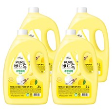 피죤퓨어 뽀드득 주방세제 레몬향, 3L, 4개