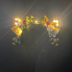 LED玫瑰鹿角髮箍, 暖白光, 暖白燈, 1組