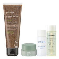 프리메라 아로마 프레시 업 바디 스크럽 워시 꽃향 230ml + 아모레퍼시픽 기초케어 3종, 1세트