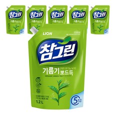 참그린 레몬 녹차 뽀드득 어드밴스 주방세제 리필, 1.2L, 6개