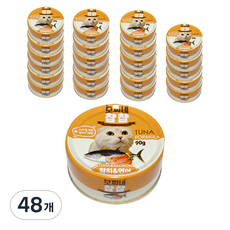 모찌네 챱챱 고양이 간식캔, 참치 + 연어 혼합맛, 90g, 48개 참치 + 연어 혼합맛, 48개