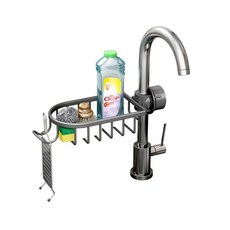 ILIFE 廚房水龍頭瀝水鋁合金置物籃 - 槍灰色, 27cm*11cm*4cm, 1個