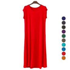 아이엠수 데일리 캡소매 롱 원피스