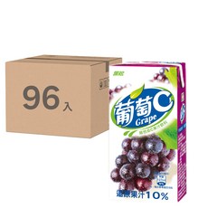 黑松 葡萄C 葡萄果汁飲料 300ml x 24入, 還原果汁10%, 含維生素C, 96入