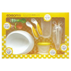 EDISON mama KJC 嬰幼兒成長必備餐具5件組禮盒, 6個月以上, 1組, Yellow