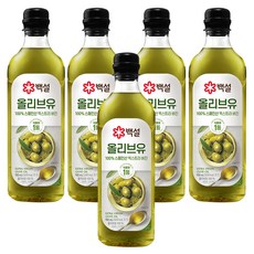 백설 압착올리브유, 900ml, 5개